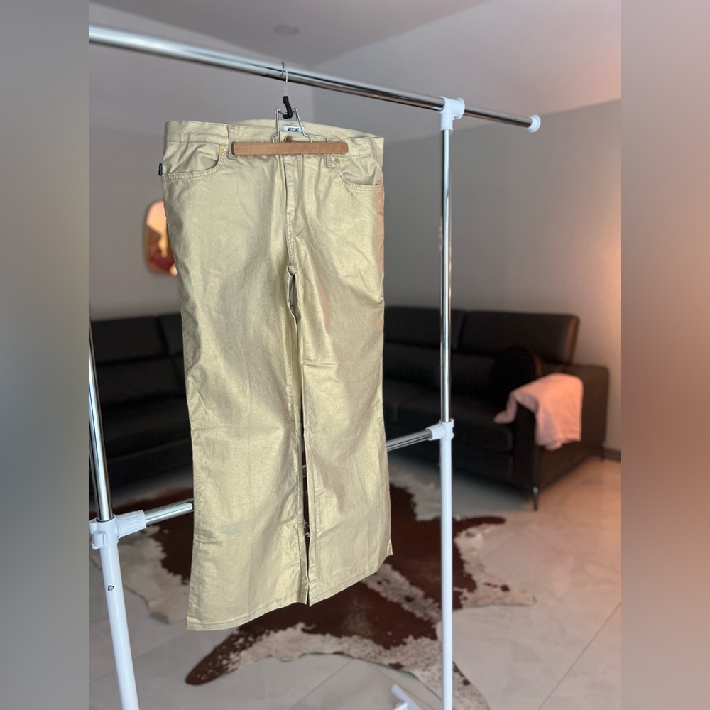 Moschino flared mid-waist muted gold pants Sz 36 (M)